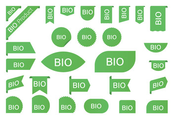 Wall Mural - Green eco organic bio product label collection.