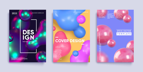 Wall Mural - modern covers with 3d shapes. eps10 vector.