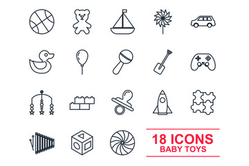 Poster - Set baby toys icon template color editable. feeding and care element pack symbol vector sign isolated on white background illustration for graphic and web design.