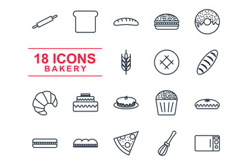 Leinwandbilder - Set Bakery icon template color editable. Bakery shop elements pack symbol vector sign isolated on white background illustration for graphic and web design.