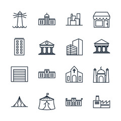 Poster - Set Building icon template color editable. Building pack symbol vector sign isolated on white background illustration for graphic and web design.