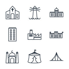 Aufkleber - Set Building icon template color editable. Building pack symbol vector sign isolated on white background illustration for graphic and web design.