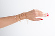 Detail of many several bracelet on woman Hand arm Model
