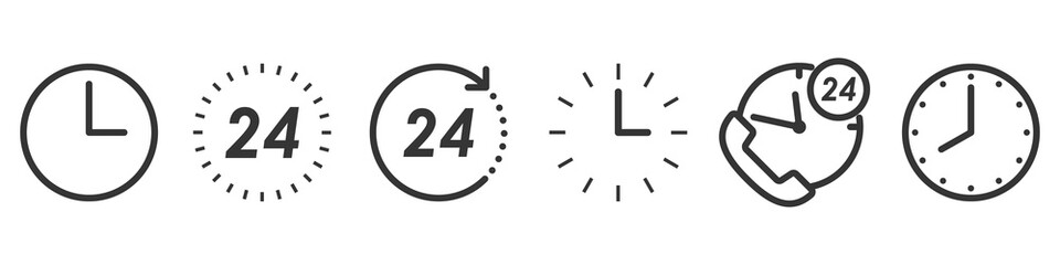 Wall Mural - set of time and clock icons in thin line style