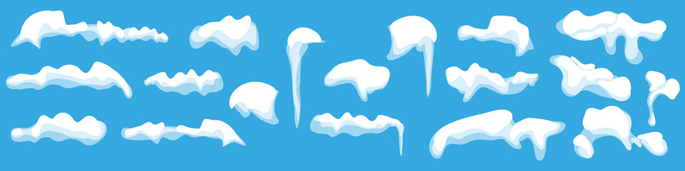 Wall Mural - set of snow caps with icicles. vector illustration