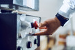 © Dusan Petkovic - Close up of caucasian supervisor stopping printing machine.