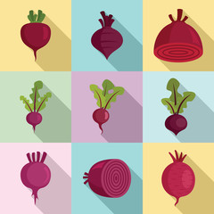 Sticker - Beet icons set. Flat set of beet vector icons for web design