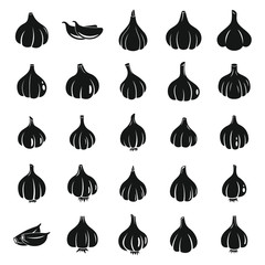 Wall Mural - garlic icons set. simple set of garlic vector icons for web design on white background