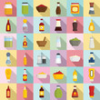 Condiment icons set. Flat set of condiment vector icons for web design