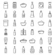 Condiment food icons set. Outline set of condiment food vector icons for web design isolated on white background