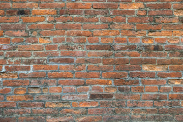 Sticker - Weathered old red brick background with rough surface.