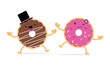 Dancing Donuts. A couple of cute donuts, boy and girl dancing together.