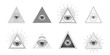 All seeing eye, freemason symbol in triangle with light ray, tattoo design
