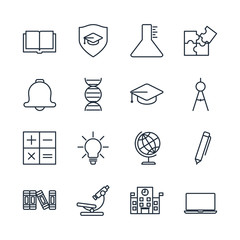 Leinwandbilder - Set Education icon template color editable. back to school pack symbol vector sign isolated on white background illustration for graphic and web design.