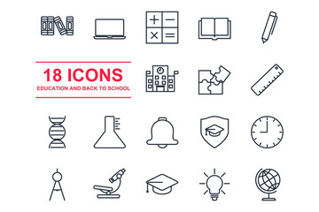 Poster - Set Education icon template color editable. back to school pack symbol vector sign isolated on white background illustration for graphic and web design.