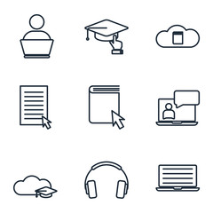 Poster - Set online education element icon template color editable. E-learning pack symbol vector sign isolated on white background illustration for graphic and web design.