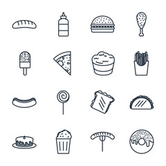 Leinwandbilder - Set Fastfood icon template color editable. Fastfood pack symbol vector sign isolated on white background illustration for graphic and web design.