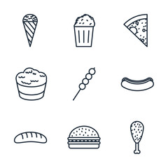 Poster - Set Fastfood icon template color editable. Fastfood pack symbol vector sign isolated on white background illustration for graphic and web design.