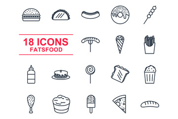 Aufkleber - Set Fastfood icon template color editable. Fastfood pack symbol vector sign isolated on white background illustration for graphic and web design.