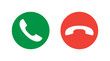 Call answer and reject buttons on white isolated background.