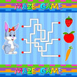 Help rabbit find the right path to carrot. Labyrinth. Maze game for kids of illustration