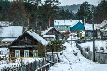 Canvas Print - Village house in Medvezhyegorsk, Karelia, Russia