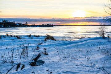 Canvas Print - image of the White Sea coast in winter