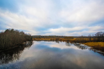 Canvas Print - Landscape with the image of Volhov river in Russia