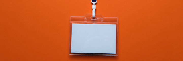 Security Badge on colorful background, event invitation concept, job wide screen 3 to 1 ratio