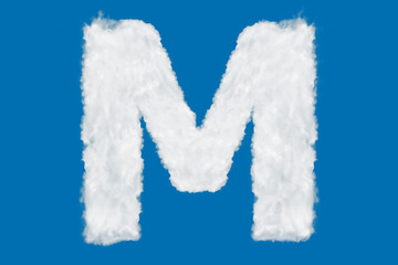 Wall Mural - Letter M font shape element made of clouds on blue