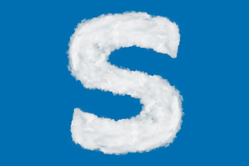 Wall Mural - Letter S font shape element made of clouds on blue