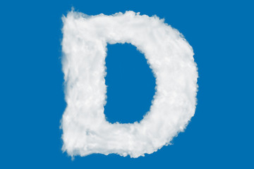 Wall Mural - Letter D font shape element made of clouds on blue