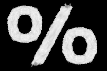 Wall Mural - Percent symbol shape font made of cloud on black