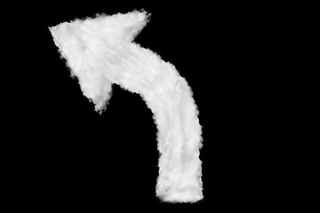 Wall Mural - Left turn arrow shape made of clouds on black back