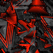 Abstract seamless grunge pattern. Urban art texture with neon lines, triangles, chaotic brush strokes, ink elements. Colorful graffiti vector background. Trendy design in red, black and gray color