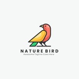 Fototapeta Młodzieżowe - Vector Logo Illustration Bird Animal Geometric Shape Outlined Cartoon Colorful Style