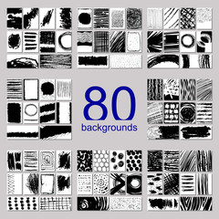 Wall Mural - abstract grunge textures collection. striped textures. 80 vintage hand drawn backgrounds. vector ill