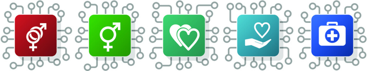 Poster - Set of gender, love, heart, transgender and lgbt icons for webdesign and mobile applications, cpu, chip concept vector illustration