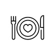 © Инна Харламова - Conceptual eat healthy icon. Heart and dining plate sign. Concept eat well for your health symbol. Thin line icon on white background. Vector illustration.