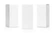 Leinwandbild Motiv Set of White box tall shape product packaging in side view and front view isolated on white background with clipping path.