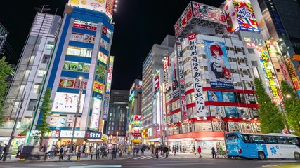 akihabara, japan- november 6, 2019: 4k time lapse video of chiyoda district akihabara tokyo the hist