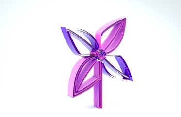 Poster - Purple Pinwheel icon isolated on white background. Windmill toy icon. 3d illustration 3D render