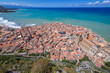 Old Town of Cefalu city with Cathedral of Transfiguration, view from Cefalu Rock on Sicily Island in Italy