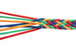 © New Africa - Braided colorful ropes on white background. Unity concept