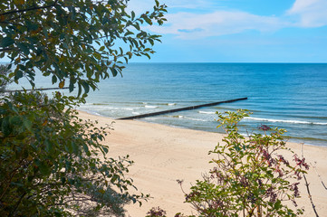 Sandy beach at the Baltic Sea coast near Rewal in Poland