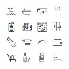 Aufkleber - Set Hotel element icon template color editable. Hotel pack symbol vector sign isolated on white background illustration for graphic and web design.
