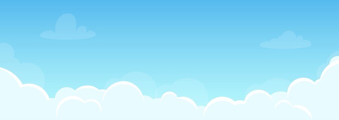 background with sky and beautiful clouds. illustration for flyer, banner in horizontal orientation. 