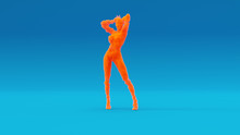 Orange Woman Sexy Smoke Figure Spirit Arms Up Blue Background 3d Illustration 3d Render