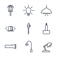 Poster - Set Lights, bulb icon template color editable. lamp pack symbol vector sign isolated on white background illustration for graphic and web design.
