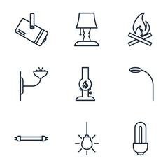 Poster - Set Lights, bulb icon template color editable. lamp pack symbol vector sign isolated on white background illustration for graphic and web design.